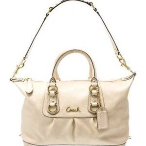 COACH Ashley Front Pleat Leather Convertible Satchel Shoulder Bag  -  F15445